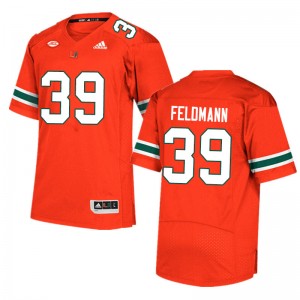 Men Gannon Feldmann Orange Miami Adidas Football #39 Jersey 390174-104