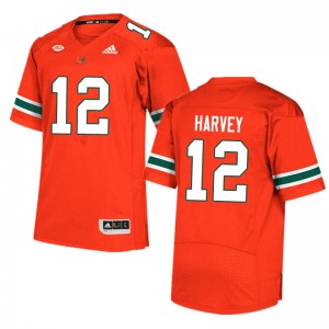 Men Jahfari Harvey Orange Hurricanes Adidas Football #12 Jersey 553564-910