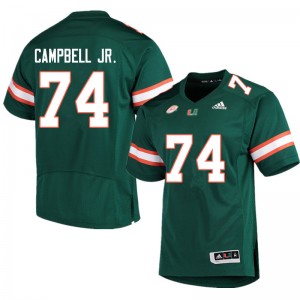 Men John Campbell Jr. Green Miami Adidas Football #74 Jersey 171233-469
