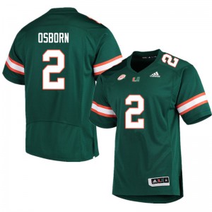Men K.J. Osborn Green Miami Hurricanes Adidas Football #2 Jersey 950085-655