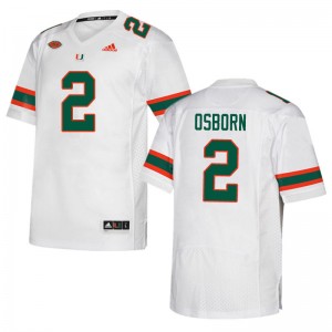 Men K.J. Osborn White University of Miami Adidas Football #2 Jersey 427892-194