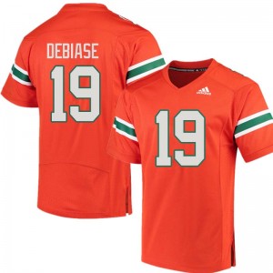 Men Augie DeBiase Orange Miami Adidas Football #19 Jersey 630661-497