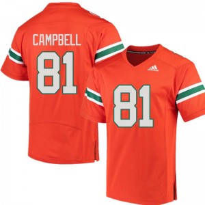 Men Calais Campbell Orange University of Miami Adidas Football #81 Jersey 534648-315