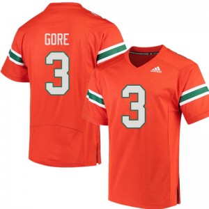 Men Frank Gore Orange Miami Hurricanes Adidas Football #3 Jersey 433807-709