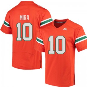Men George Mira Orange Miami Hurricanes Adidas Football #10 Jersey 307756-316
