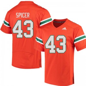 Men Jack Spicer Orange Miami Adidas Football #43 Jersey 864307-526