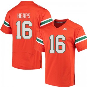 Men Jake Heaps Orange Hurricanes Adidas Football #16 Jersey 722576-503