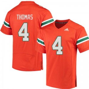 Men Jeff Thomas Orange Miami Adidas Football #4 Jersey 610225-747