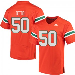 Men Jim Otto Orange University of Miami Adidas Football #50 Jersey 626599-515