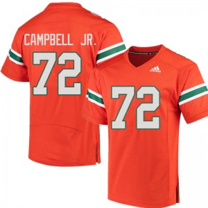 Men John Campbell Jr. Orange Miami Adidas Football #72 Jersey 525763-971