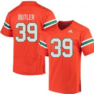 Men Jordan Butler Orange Hurricanes Adidas Football #39 Jersey 838697-174