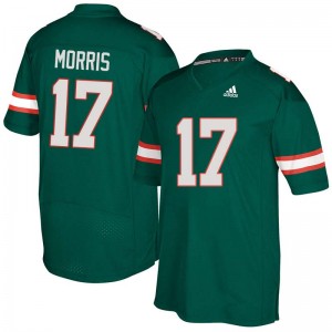 Men Stephen Morris Green Miami Hurricanes Adidas Football #17 Jersey 574641-879
