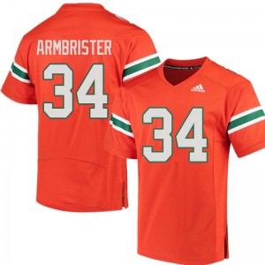 Men Thurston Armbrister Orange Hurricanes Adidas Football #34 Jersey 670155-518