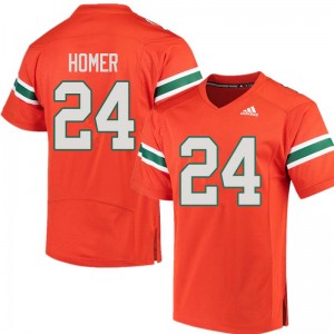 Men Travis Homer Orange Miami Hurricanes Adidas Football #24 Jersey 834058-841