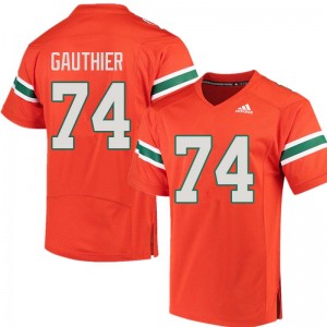 Men Tyler Gauthier Orange Miami Adidas Football #74 Jersey 610092-731