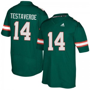 Men Vinny Testaverde Green Miami Hurricanes Adidas Football #14 Jersey 448471-669