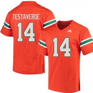 Men Vinny Testaverde Orange Hurricanes Adidas Football #14 Jersey 371070-775