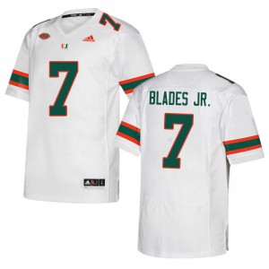 Men Al Blades Jr. White Miami Hurricanes College Football #7 Jersey 859488-595