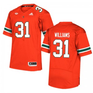 Men Avantae Williams Orange Miami Hurricanes College Football #31 Jersey 183571-356
