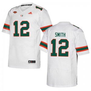 Men Brashard Smith White University of Miami College Football #12 Jersey 368836-551