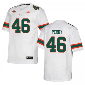 Men Devon Perry White Miami Hurricanes College Football #46 Jersey 890518-740