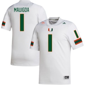 Men Francisco Mauigoa White Miami College Football #1 Jersey 487095-367
