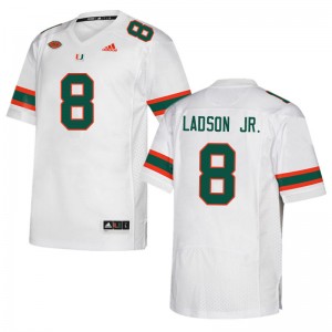 Men Frank Ladson Jr. White University of Miami College Football #8 Jersey 107941-489