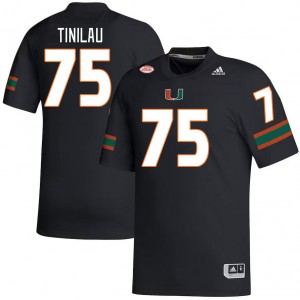 Men Frankie Tinilau Black Miami College Football #75 Jersey 316531-540