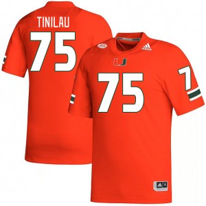 Men Frankie Tinilau Orange University of Miami College Football #75 Jersey 734589-389