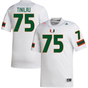 Men Frankie Tinilau White University of Miami College Football #75 Jersey 967126-557