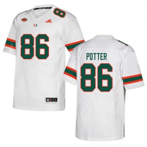 Men Fred Potter White Miami College Football #86 Jersey 509498-770