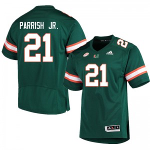 Men Henry Parrish Jr. Green Miami Hurricanes College Football #21 Jersey 564091-647