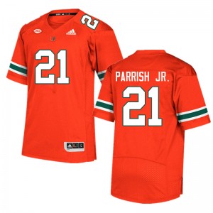 Men Henry Parrish Jr. Orange University of Miami College Football #21 Jersey 933922-201