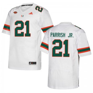Men Henry Parrish Jr. White Miami College Football #21 Jersey 283892-516