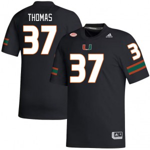 Men Isaiah Thomas Black Miami Hurricanes College Football #37 Jersey 250623-387