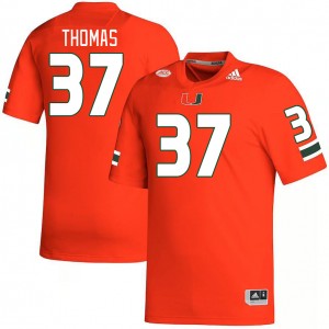 Men Isaiah Thomas Orange Miami College Football #37 Jersey 552875-558