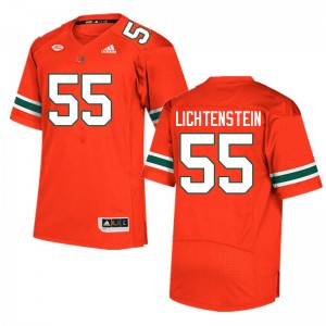 Men Jacob Lichtenstein Orange Miami Hurricanes College Football #55 Jersey 346538-701