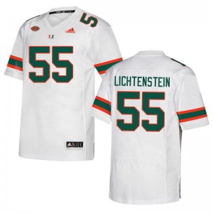 Men Jacob Lichtenstein White Hurricanes College Football #55 Jersey 991974-496