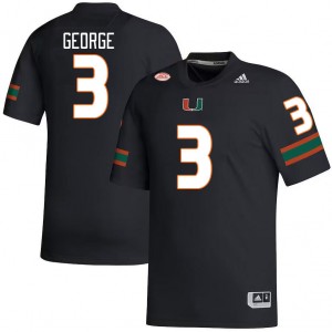 Men Jacolby George Black Miami College Football #3 Jersey 276679-216