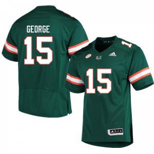 Men Jacolby George Green Miami College Football #15 Jersey 421190-653