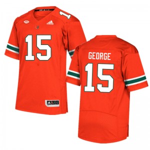 Men Jacolby George Orange Miami College Football #15 Jersey 190420-140