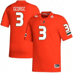 Men Jacolby George Orange Hurricanes College Football #3 Jersey 635268-555