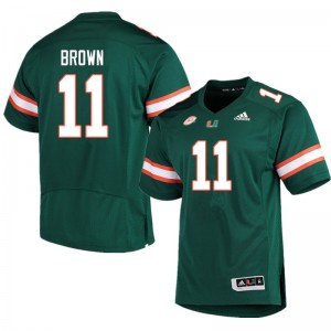 Men Jacurri Brown Green Miami College Football #11 Jersey 477987-393