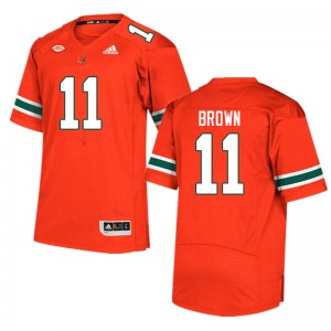 Men Jacurri Brown Orange Miami Hurricanes College Football #11 Jersey 152180-588