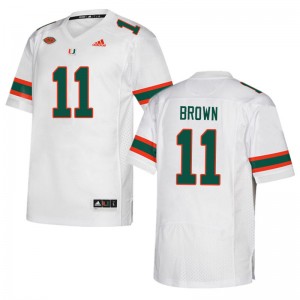 Men Jacurri Brown White University of Miami College Football #11 Jersey 588920-171