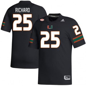 Men Jadais Richard Black Miami Hurricanes College Football #25 Jersey 125895-841