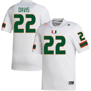 Men Jaden Davis White Miami College Football #22 Jersey 733734-751