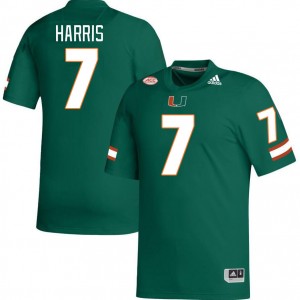 Men Jaden Harris Green Hurricanes College Football #7 Jersey 566318-133