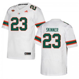 Men Jaleel Skinner White Hurricanes College Football #23 Jersey 503087-487