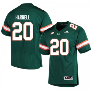 Men Jalen Harrell Green Hurricanes College Football #20 Jersey 150872-913